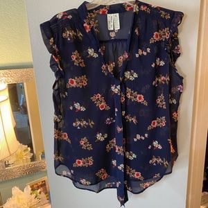 Blue blouse with flowers